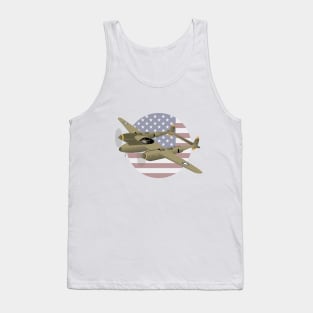 WW2 P-38 Lightning Airplane with US Flag Tank Top